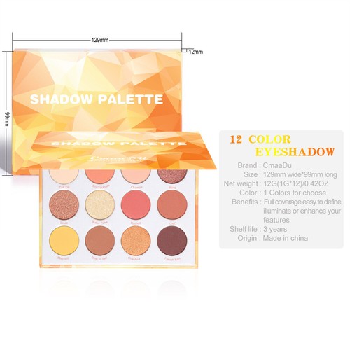 New 12 Color Matte Metallic Glitter Eyeshadow Palette Minerals Eye Shadow Pallet - Picture 2 of 8
