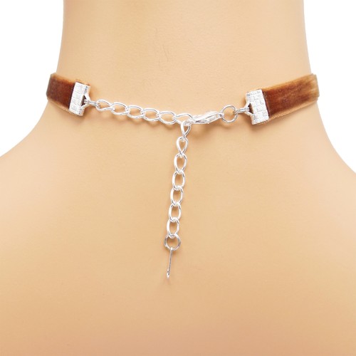 Brown Velvet Choker 3/8 inch (9 - 10 mm) wide custom adjustable ribbon necklace - Picture 3 of 17