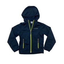 Columbia Hooded Jacket Boys XXS 2XS Navy Blue Full Zip Lightweight Zip Pockets