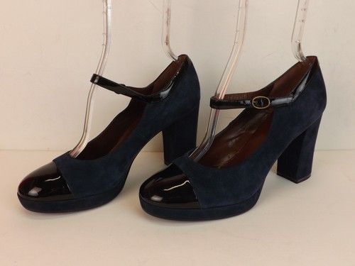 NUEVOS ZAPATOS DE PLATAFORMA MARC BY MARC JACOBS AZUL OSCURO GAMUZA PUNTA REDONDEADA MARY JANE 40 - Imagen 5 de 12