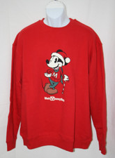 Walt Disney World Santa Mickey Mouse Red Holiday Pullover Sweater Size XL NEW