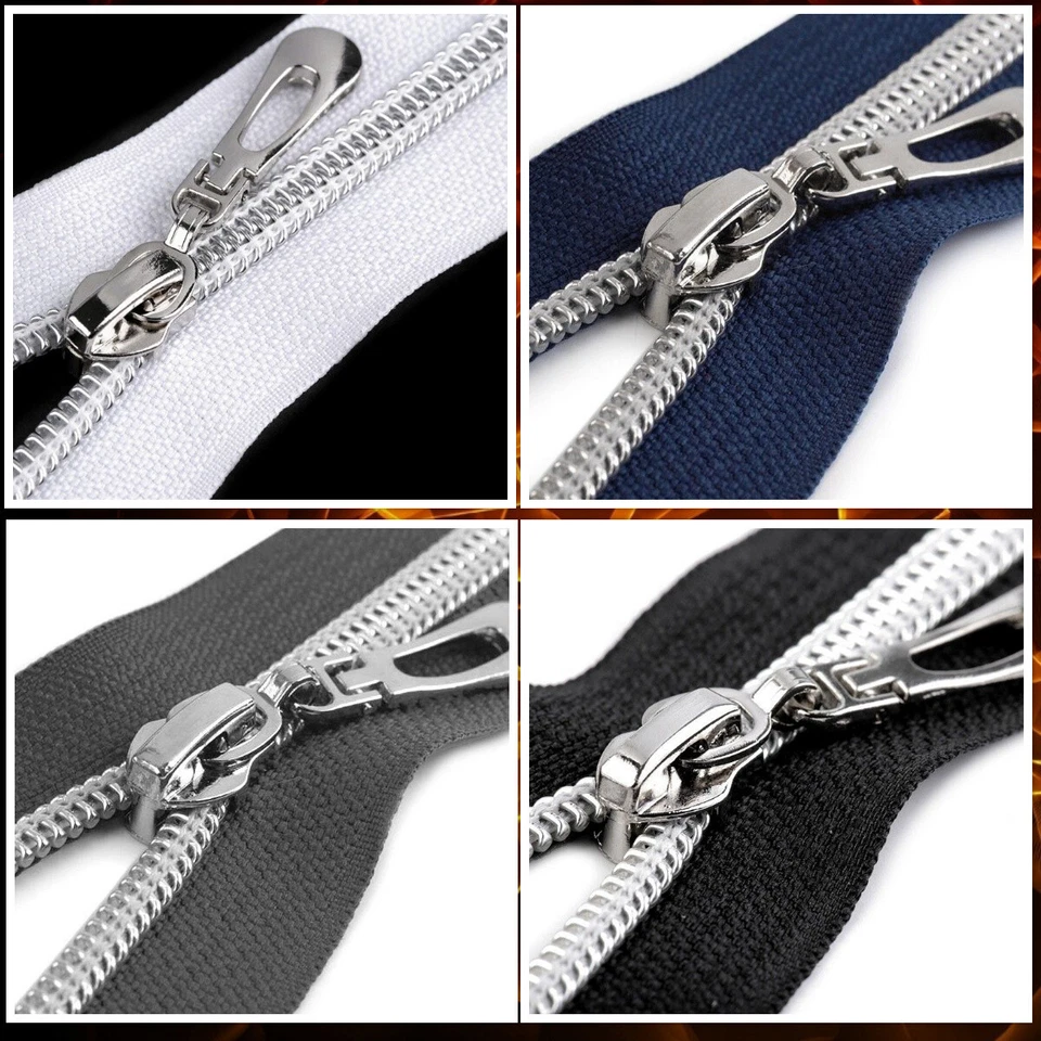 MARKENLOS Reißverschluss 7 mm Spirale 50 cm Kunststoff Metallschiene teilbar Autolock