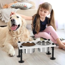 Elevated Dog Bowls Raised Dog Bowl Stand Feeder for Large Dogs 2 Stainless Bowls