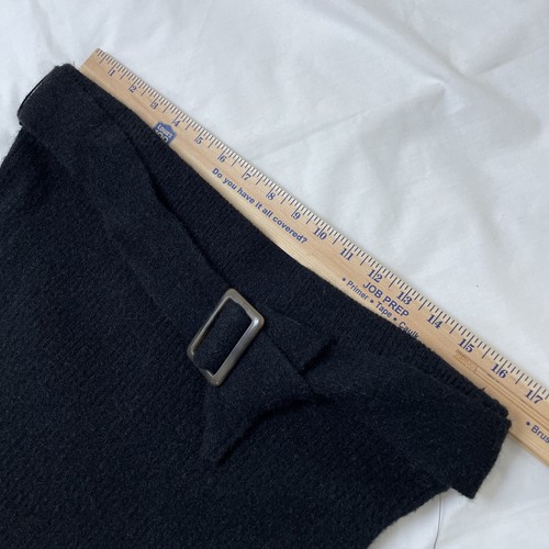 Ophelia Roe Skirt Womens Large Black Knit Pull On Midi Minimal Pencil Belted NEW - Picture 7 of 14