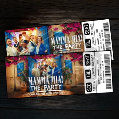 Mamma Mia The Party Mock Ticket | Personalized Gift Reveal | Custom Keepsake