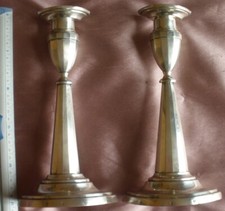 2 bougeoirs argent massif ( Poinçon 13 Loth ) époque Empire / Biedermeier - RARE