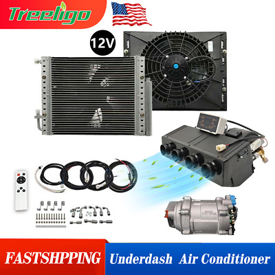 Treeligo 12V Remote Control Underdash Cool Electric Compact Air Conditioner Kit