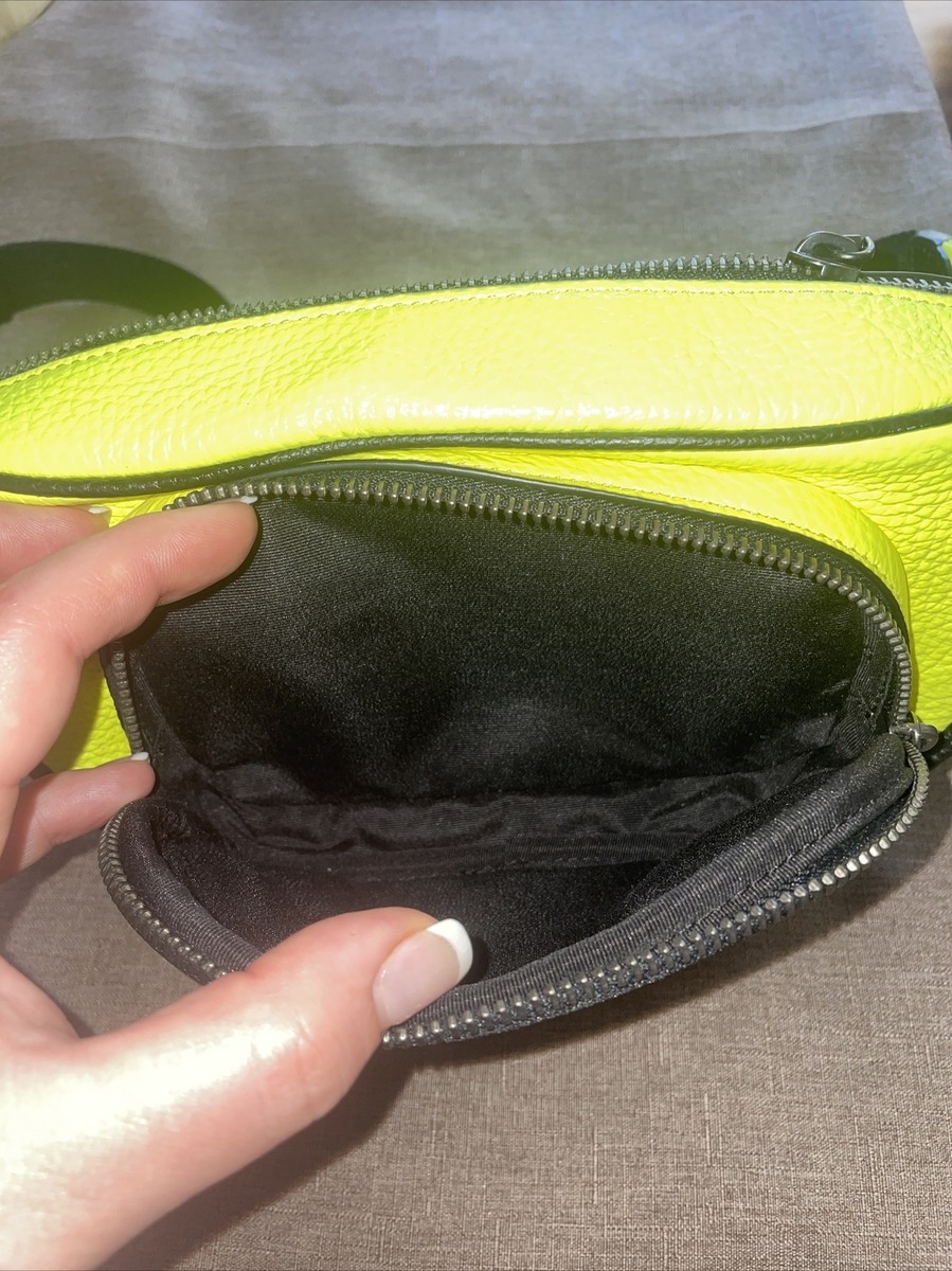 COACH Court belt Bag Black And Neon yellow COLORBLOCK FANNY