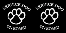 Service Dog ON Board K9 Caution Two 5" White Graphic Decal Car Truck Window