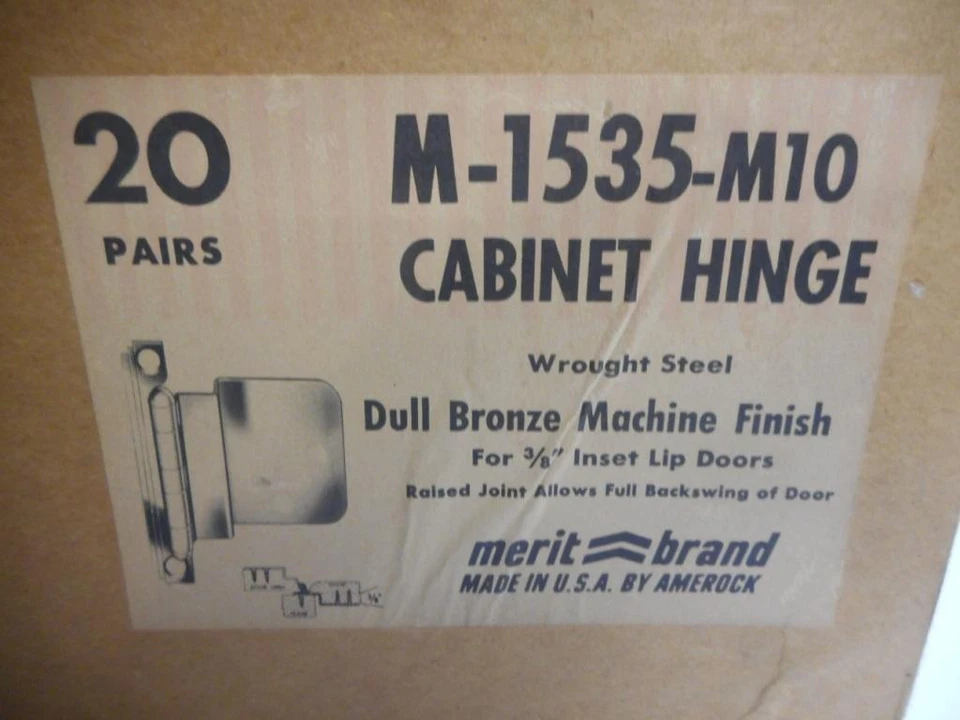 BISAGRA DE GABINETE MÉRITO, M-1535-M10, INSERCIÓN DE 3/8" **LOTE DE 20** Foto 2 de 4
