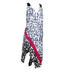 Rachel Rachel Roy White Blue Sleeveless Floral Print Color Shift Dress M