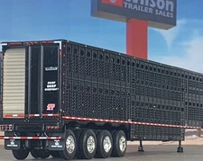 1/64 DCP BLACK WILSON QUAD AXLE CATTLE TRAILER