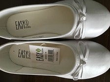 Girl's DRESS shoes, NEW, WHITE, slip on, size 4