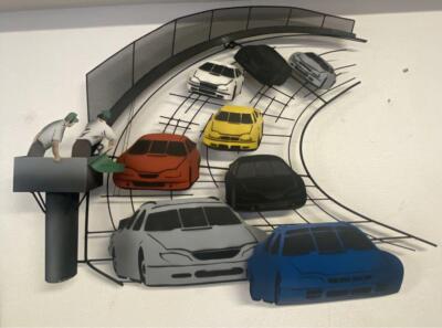 Curtis Jeré ''NASCAR'' 3D Metall große Wandskulptur signiert, 2002: 41 x 30 x 5...