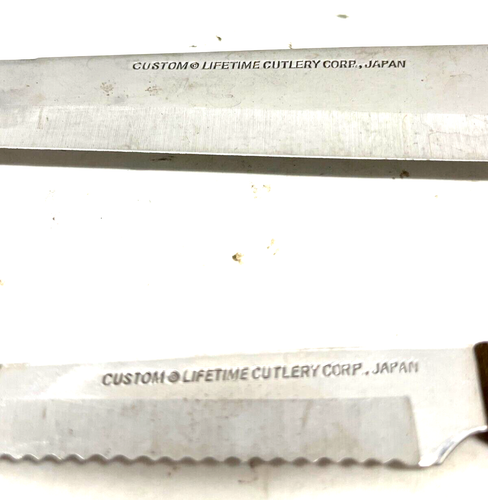 Lot of 2 Vtg Knives Knife Lifetime Cutlery Corp Carving & steak JAPAN Wood - Picture 5 of 5