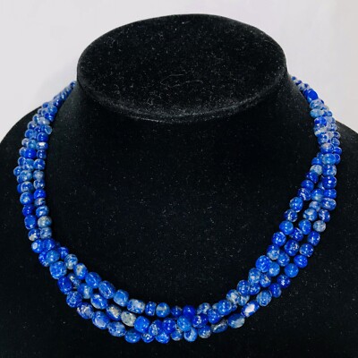 Jay King 3-Strand Lapis Sterling Silver Beaded Necklace 18'' + Extender