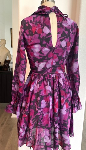 TED BAKER Purple Sammieh High Neck and Flare Mini Dress, TB0 (US 2, Small) - Picture 6 of 9