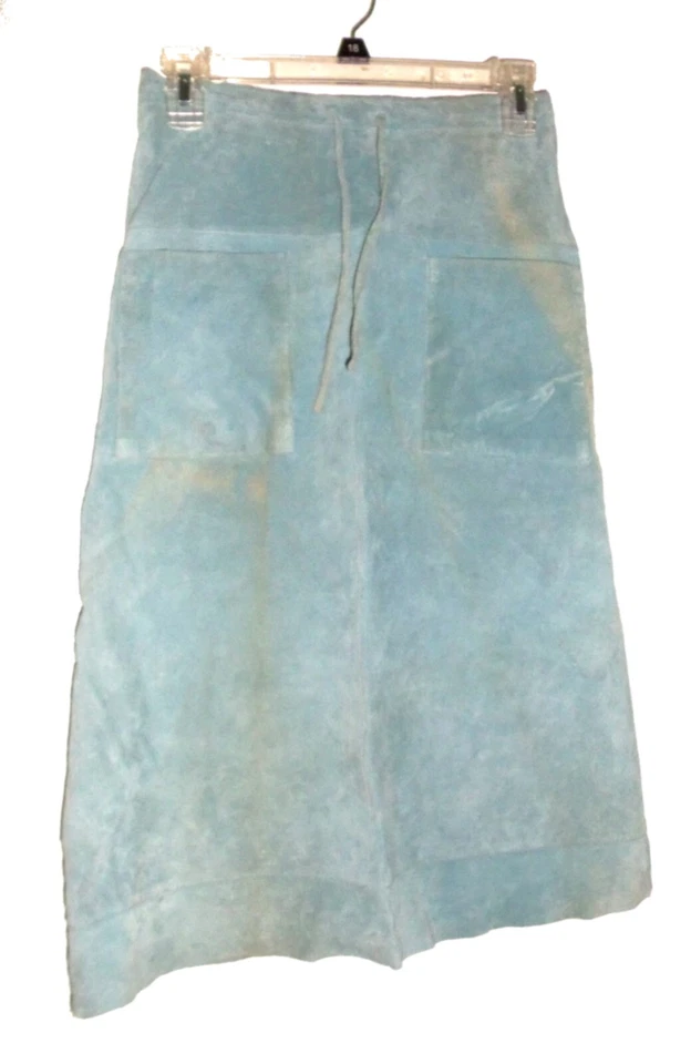 Кукольный домик светло-синий ниже колена 100% натуральная замша кожаная юбка размер X-Small - Изображение 2 из 3