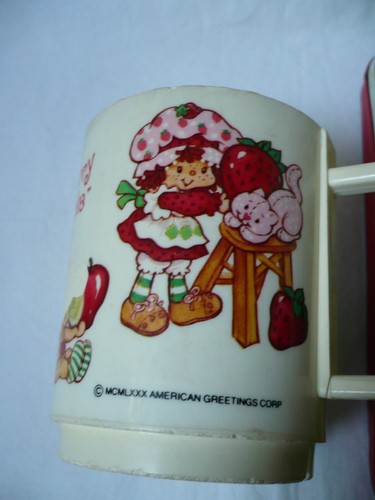 Erdbeere Shortcake Vintage Metall Brotdose, Eimer, 1980, mit Thermoskanne + Tasse - Bild 17 von 20
