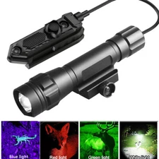 1200LM 4LEDs Flashlight Torch Hunting 4-Color Light 20mm Rail w/ Switch