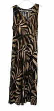 Paradise Found Black & Brown Long Palm Fronds Tank Dress Size XL