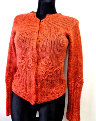 Omas Handmade Pullover Strick Damen Strickjacke GR M Pulli Mohair Mischung 25