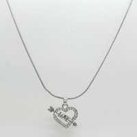 Elegante Edelstahl Halskette Mit Strass Steinen AnhäNger Herz-Liebe Stil 820127