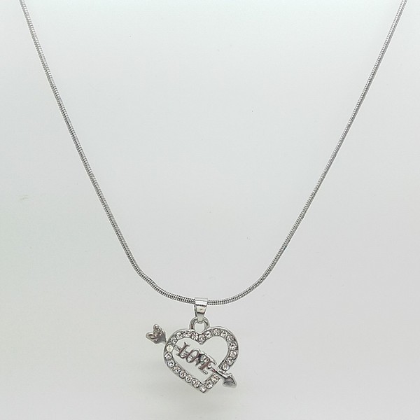 Elegante Edelstahl Halskette Mit Strass Steinen AnhäNger Herz-Liebe Stil 820127-image
