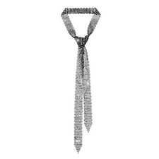 Ties for Women, Sparkling Rhinestone Womens Tie Long Thin Crystal Necktie Black
