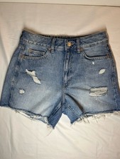 H M Women's Blue Garage Denim Distressed Jean Shorts Size 3 / 26. EUC Cotton