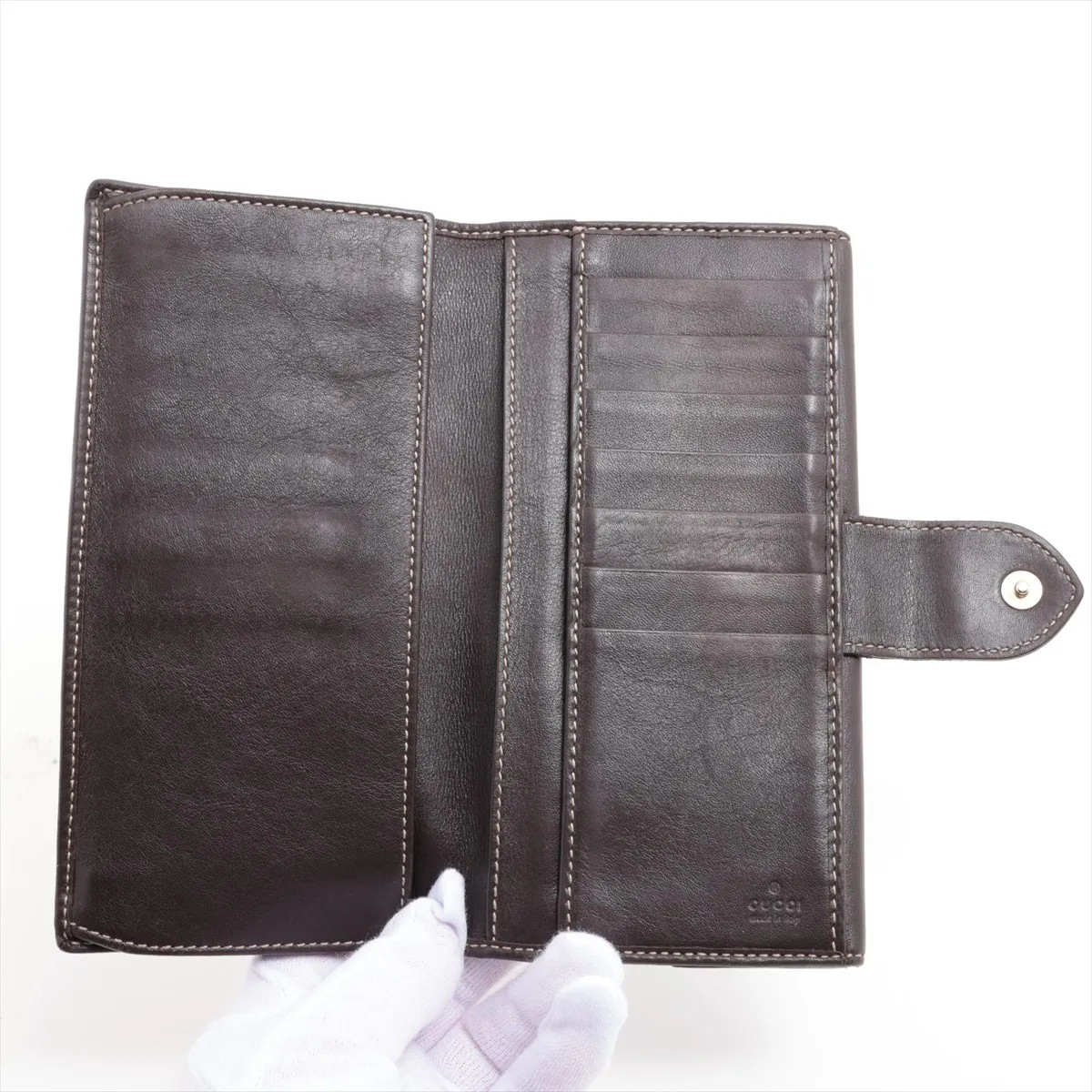 Gucci GG Canvas Canvas & Leather Long Wallet Beige - # image 3