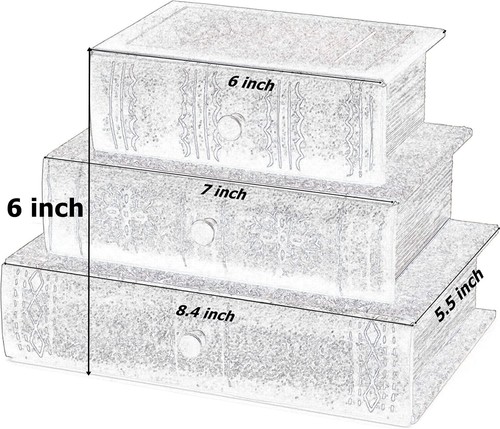 21093 Decorative Book Box with Drawers Hidden Storage Trinket Vintage Antique... - Picture 3 of 6