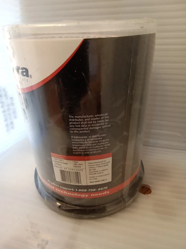 100 Pack - Innovera CD-R Printable Discs 700 MB /80 min 52x Spindle NEW SEALED - Image 2 of 2