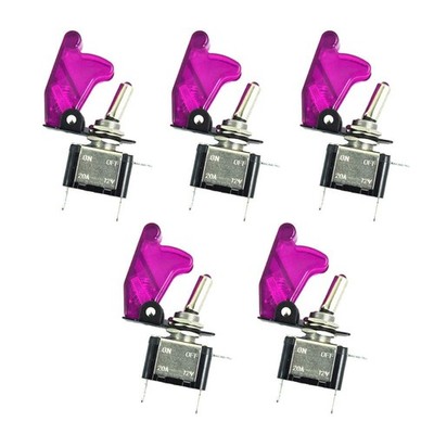 LED Rocker Toggle Switch Purple SPST ON Off 5 Pack Car Light 