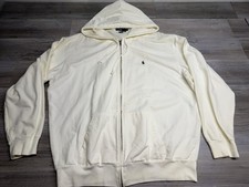 Vintage Y2K Polo Ralph Lauren White Zip Up Hoodie XL Heavyweight Cotton Jacket