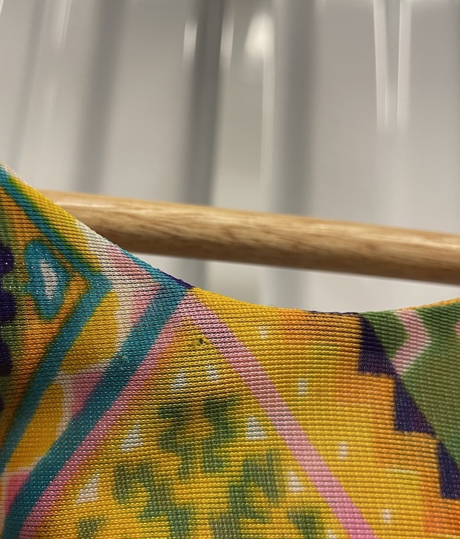 VTG 70s Psychedelic Patchwork Print Multicolor Hi… - image 5