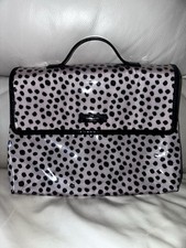 Kate Spade New York Cosmetic Toiletries 2 Pocket Bag Pink with Black Polkadots