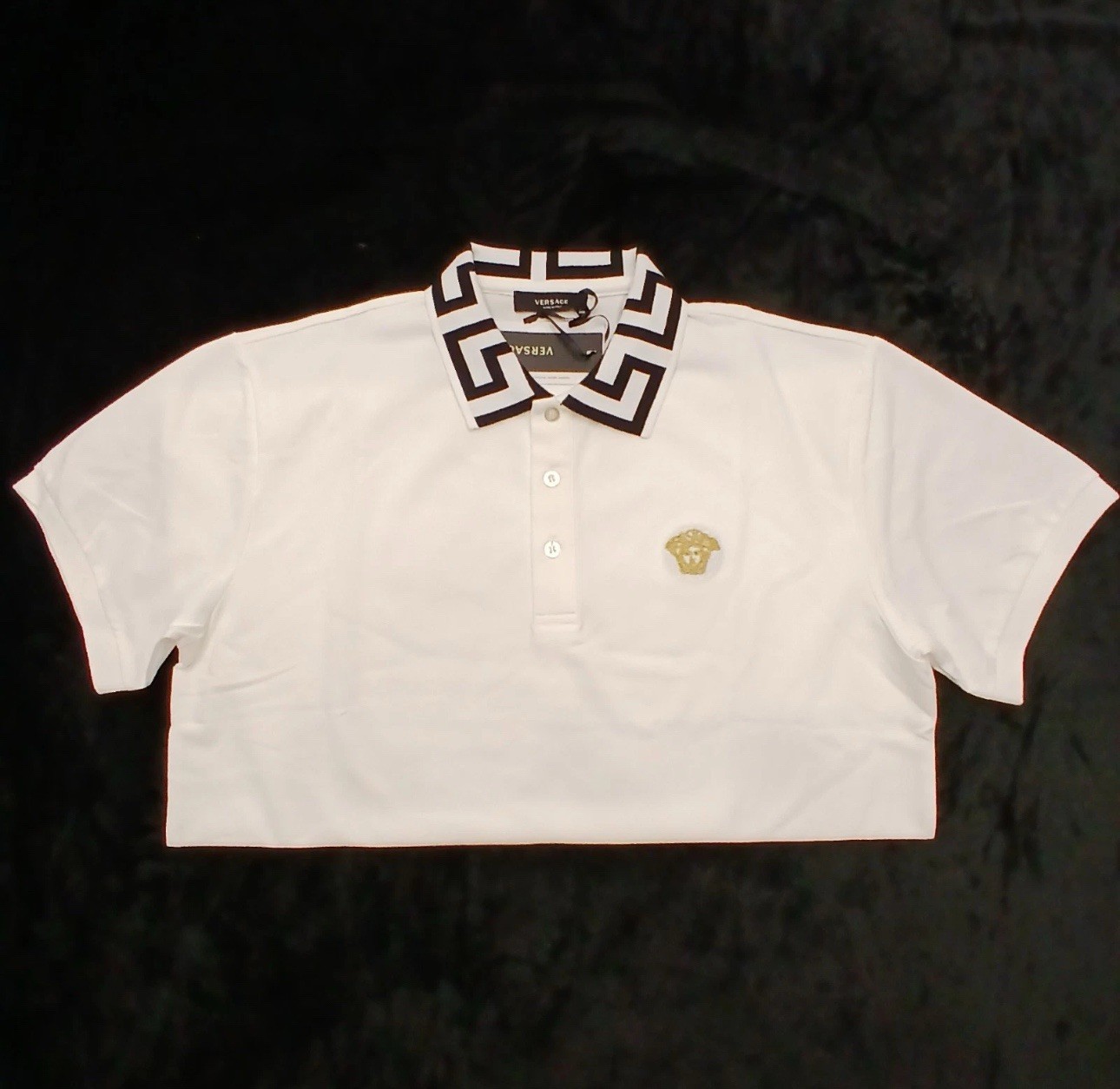 Versace Men's Polo Shirt White, Medium thumbnail 2