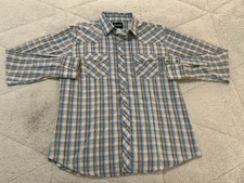 Wrangler Mens LS Pearl Snap Western Shirt-Size Large-100 Cotton