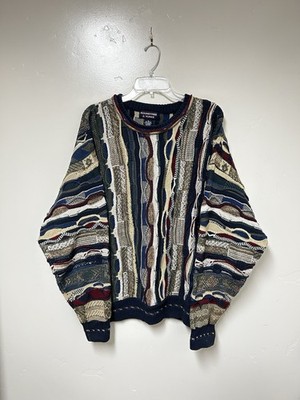 Vtg 90s Roundtree & Yorke Cog Style Biggie Hip Hop Cosby 3D Sweater Mens XL