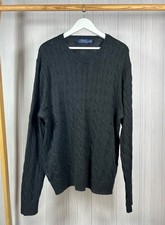 Polo Ralph Lauren Total Black Cable Knit Sweater Size XL