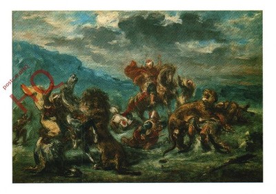 Ansichtskarte> Eugene Delacroix, Lowenjagd
