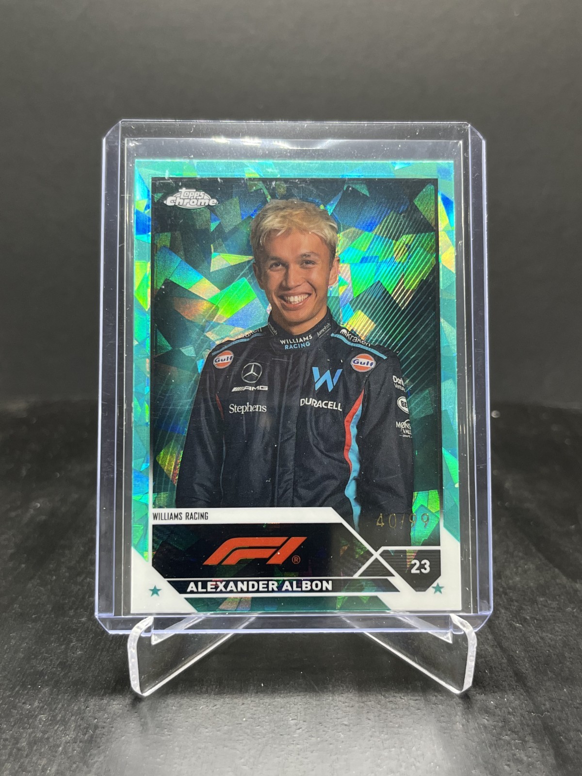 2023 Topps Chrome Sapphire Formula 1 F1 Alexander Albon Portrait Aqua 40/99 #61