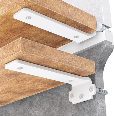 Schweberegalträger 30 cm, Schwerlastregalwinkel für Regale weiß 75KG