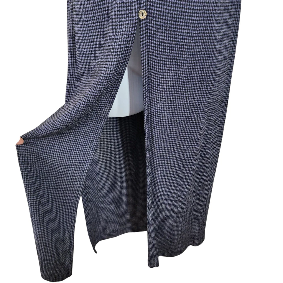 Chaleco Vintage Top Talla Grande Guinga Cuadros Túnica Largo Azul Lagenlook Arte Para Usar Foto 4 de 4