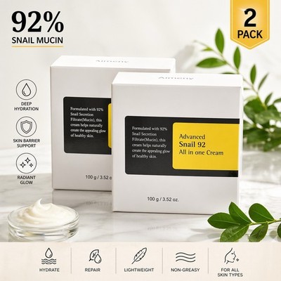 Snail Mucin 92% Face Cream 2 Pack Hydrating Repair Moisturizer New