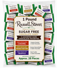 Russell Stover Sugar-Free, Dark Chocolate Mix, Bulk Wrapped Candy Bars 1 Pound