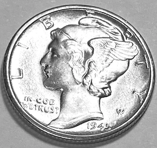 1945 D MERCURY DIME SUPERB GEM BU No Reserve  *J1841
