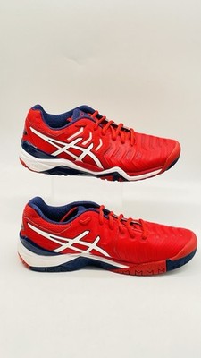 ASICS Mens Gel-Resolution 7 Tennis Shoe Red/White/Indigo Blue US Size 8 MEN S