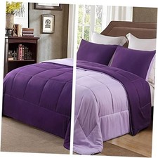 Lightweight Reversible Size Comforter Set, Down King Deep Purple/ Lilac